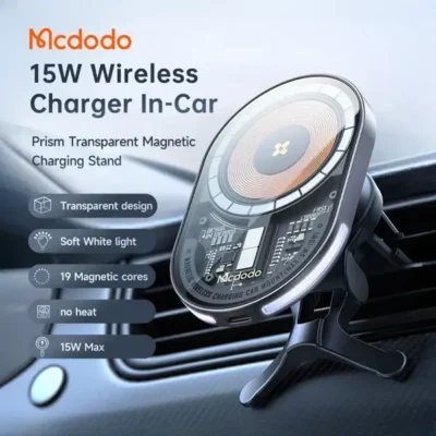 هولدر و شارژ وایرلس مگنتی مک دودو Mcdodo Transparent Magnetic Wireless Charging Car mount CH-2340 7