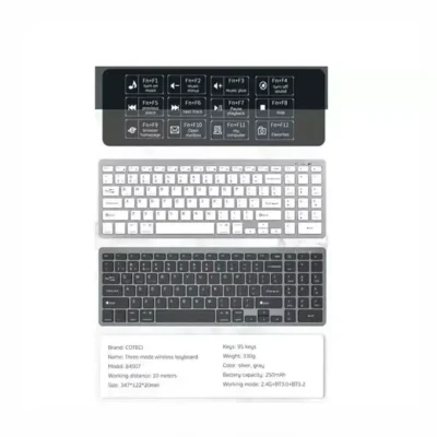 کیبورد بی سیم سه حالته کوتتسی Coteetci Three-mode wireless keyboard 84007 4