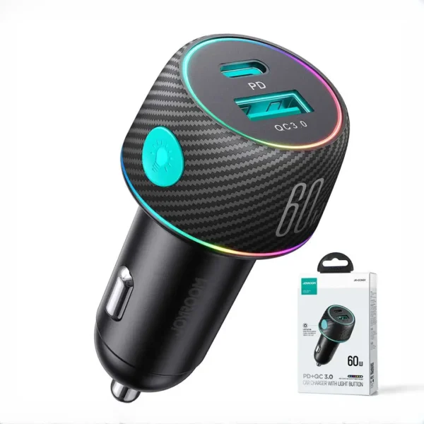 شارژر فندکی فست شارژ دو پورت 60وات جویروم JOYROOM CAR CHARGER 60W JR-CCN01
