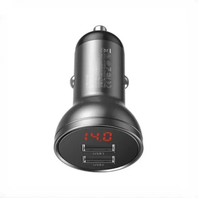 شارژر فندکی دو پورت 24 وات بیسوس Baseus Digital Display Car Charger Dual USB CCBX-0G 4