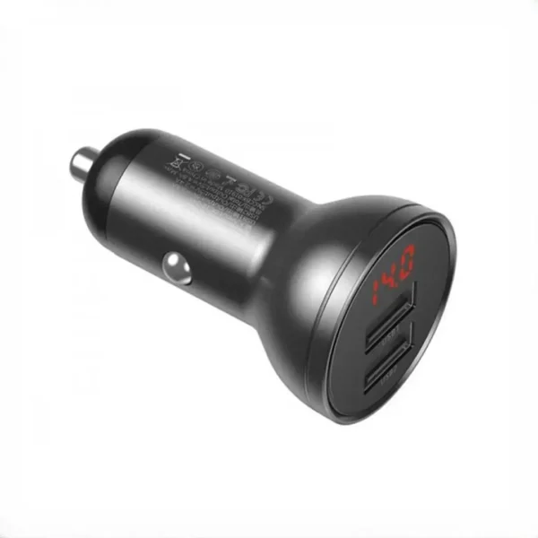 شارژر فندکی دو پورت 24 وات بیسوس Baseus Digital Display Car Charger Dual USB CCBX-0G