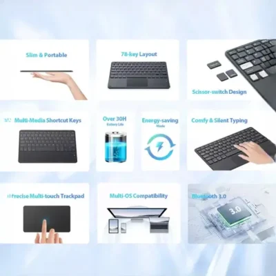 کیبورد بلوتوثی همراه با تاچ پد کوتسی Coteci Portable Bluetooth Smart Keyboard 64015 3