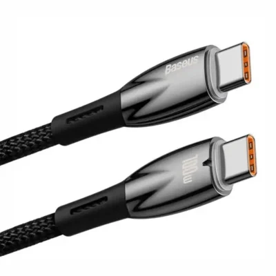 کابل دو سر تایپ سی 100 وات 1 متر بیسوس Baseus Glimmer Type-C To Type-C Fast Charging Data Cable CADH000701 2