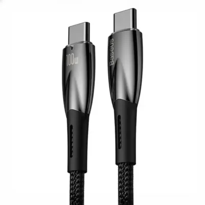 کابل دو سر تایپ سی 100 وات 1 متر بیسوس Baseus Glimmer Type-C To Type-C Fast Charging Data Cable CADH000701 3