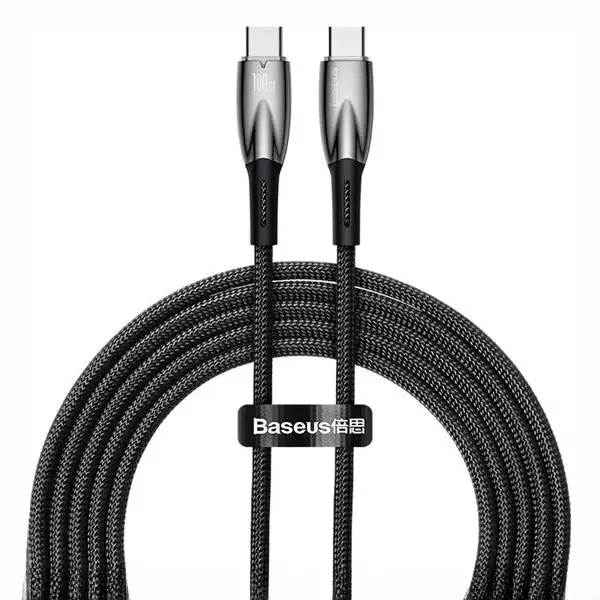 کابل دو سر تایپ سی 100 وات 1 متر بیسوس Baseus Glimmer Type-C To Type-C Fast Charging Data Cable CADH000701