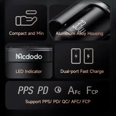 شارژر فندکی 2 پورت 33 وات مک دودو Mcdodo PD33W 1C1U LED Fast Car Charger CC-232 2