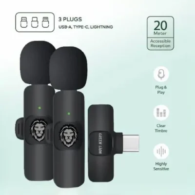 میکروفون 3 در 1 گرین لاین Green Lion 3in1 Wireless Microphone GN3WIRMICPBK 2