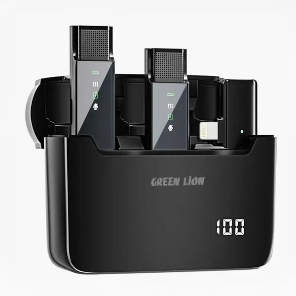 میکروفون وایرلس لایتنینگ گرین لاین Green Lion Lightning 2in1 Digital Display Microphone GN2IN1DDMLTBK