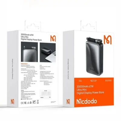پاوربانک 67 وات 20000 همراه با کابل تایپ سی مک دودو Mcdodo Ultra Mini Digital Display Power Bank MC-433 8