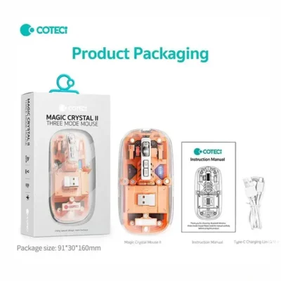 موس بیسیم 3 حالته کوتسی Coteci Magic Crystal II Three Mode Mouse 84015 7