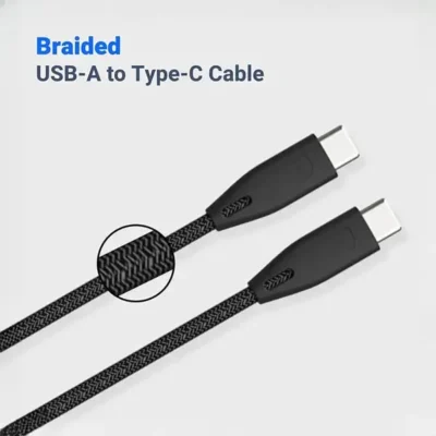 کابل دو سر تایپ سی 100 وات پاورولوژی Powerology Braided USB-C To USB-C Data Cable PBCC2BK 2