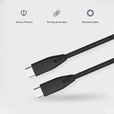کابل دو سر تایپ سی 100 وات پاورولوژی Powerology Braided USB-C To USB-C Data Cable PBCC2BK 4