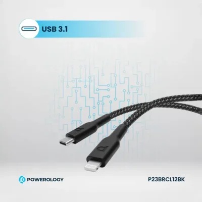 کابل شارژ تایپ سی به لایتنینگ 60 وات پاورولوژی Powerology Braided PD Data Cable P23BRCL12 5