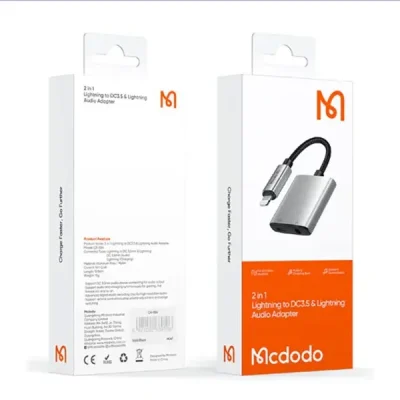 تبدیل لایتنینگ به جک 3.5 میلیمتری و لایتنینگ مک دودو 2in1 DC3.5 CA-5540 2