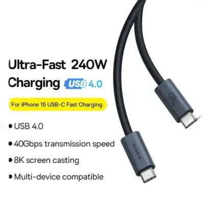 کابل دو سر تایپ سی 240 واتی 1 متری بیسوس Baseus Flash Series 2 USB 4 Data Cable P10311803111 4