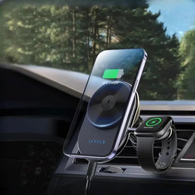 هولدر و شارژر وایرلس خودرو لولو Levelo Siena 2 In 1 Wireless Car Charger 3