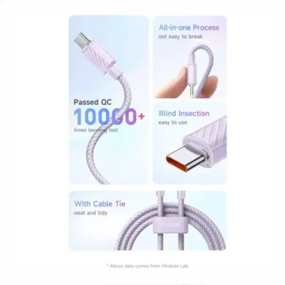 کابل شارژ تایپ سی 100 وات 1.2 متر مک دودو Mcdodo Type-C Super Charge Data Cable CA-3650 2
