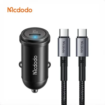 شارژر فندکی مکدودو 30 وات به همراه دو سر تایپ سی کابل MCDODO CC-7493