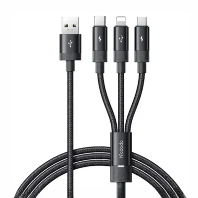 کابل سه سر 1.2 متر مک دودو Mcdodo 3in1 Multiple Nylon Braided Cable CA-5790