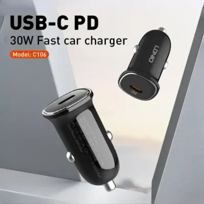 شارژر فندکی 30 وات با کابل همراه الدینیو LDNIO Car Charger C106 2