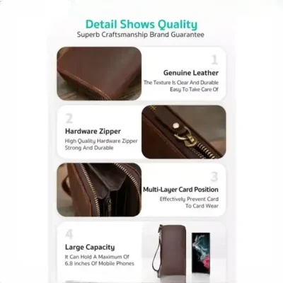 کیف پول و کیف موبایل چرمی کوتسی Coteci Luxury Series Long HandHeld Cell Phone Wallet 14075 9
