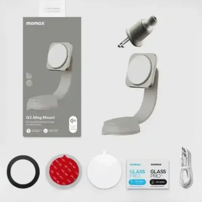 هولدر مگنتی و شارژر وایرلس مومکس Momax Q2. Mag Mount 15W MagSafe Wireless Charger CM32L 3
