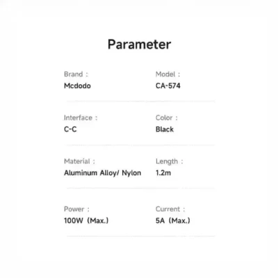 کابل دو سر تایپ سی 100 وات مک دودو Mcdodo USB-C To USB-C CA-5740 4