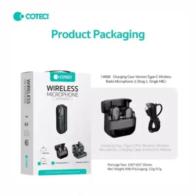 میکروفون یقه ای با رابط تایپ سی کوتسی Coteci 74008 Wireless Microphone 3