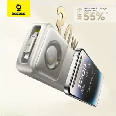 پاوربانک 30 وات 20000 با کابل لایتنینگ همراه بیسوس Baseus Nomos Power Bank PPLSL01-20 5