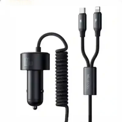 شارژر فندکی 120 وات با دو کابل متصل مک دودو Mcdodo 4 in 1 car charger CC-0370