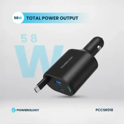 شارژرفندکی 70 وات با کابل پاورولوژی Powerology Car Charger 70W PCCSR018 2