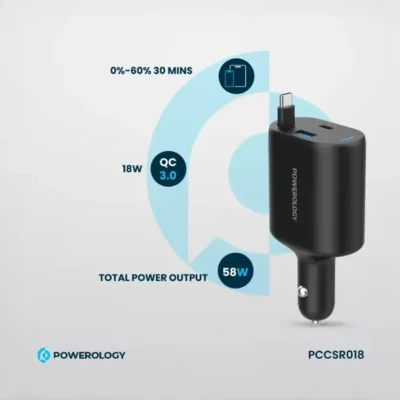 شارژرفندکی 70 وات با کابل پاورولوژی Powerology Car Charger 70W PCCSR018 5