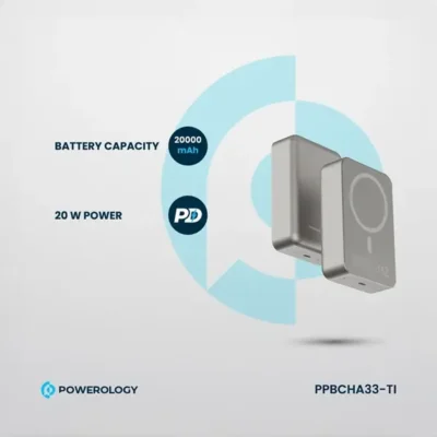 پاوربانک مگ سیف 20000 پاورولوژی Powerology Magsafe Aluminum Power Bank PPBCHA33 2