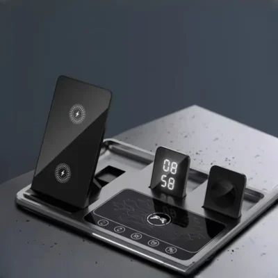 شارژر ولیرلس 4 کاره رو میزی گرین لاین Green lion Wireless Charging Station Gray GN4IN1WCSGY 3