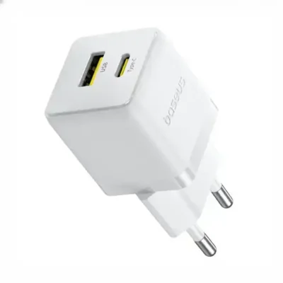 آداپتور شارژ 20 وات دو پورت با کابل بیسوس BASEUS Palm USB+Type-C Dual Port CCZC20UE 2