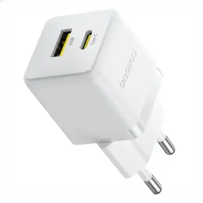 آداپتور شارژ دو پورت 30 وات با کابل Baseus Palm Fast Charger 30W Type-C+USB CCZC30UE 3