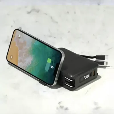 پاوربانک و آداپتور شارژ با کابل متصل گرین لاین Green Lion Travel Power Bank 10000mAh GNTRVB10KBK 3
