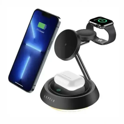 شارژر وایرلس 3 کاره رو میزی لولو Levelo Sienese 3 In 1 Wireless Charger LVLSN31WCBK 4