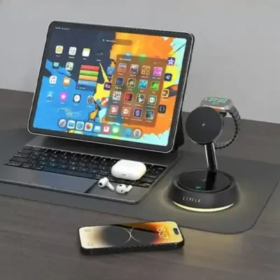 شارژر وایرلس 3 کاره رو میزی لولو Levelo Sienese 3 In 1 Wireless Charger LVLSN31WCBK 5
