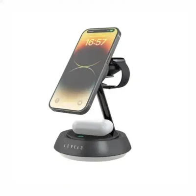 شارژر وایرلس 3 کاره رو میزی لولو Levelo Sienese 3 In 1 Wireless Charger LVLSN31WCBK
