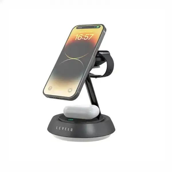 شارژر وایرلس 3 کاره رو میزی لولو Levelo Sienese 3 In 1 Wireless Charger LVLSN31WCBK