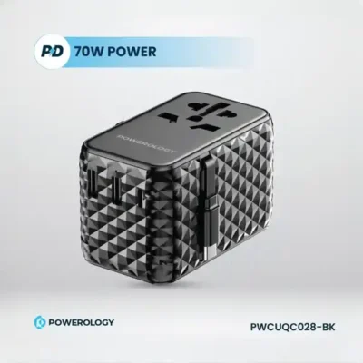 شارژر چند کاره با کابل جمع شونده پاورولوژی Powerology GaN Universal Charger Retractable PWCUQC028 3