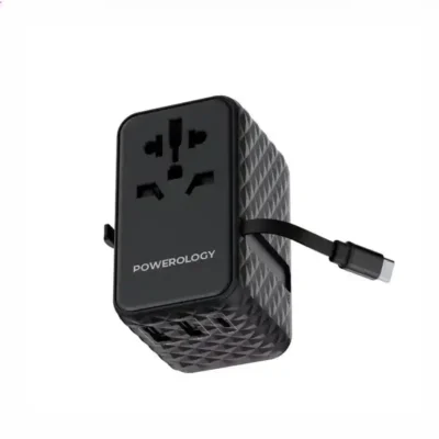 شارژر چند کاره با کابل جمع شونده پاورولوژی Powerology GaN Universal Charger Retractable PWCUQC028 9