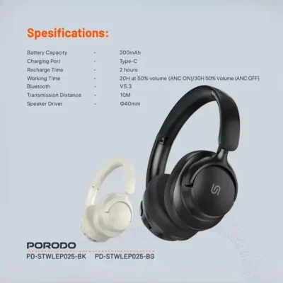 هدست بیسیم پرودو Porodo Soundtec Zen Active Noise-Cancellation Headphone PD-STWLEP025 8
