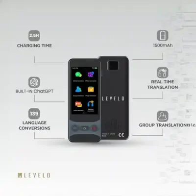 دستگاه مترجم صوتی همراه آنلاین لولو Levelo FluentLink Offline & Online Voice Translator LVLFLVTGY 6