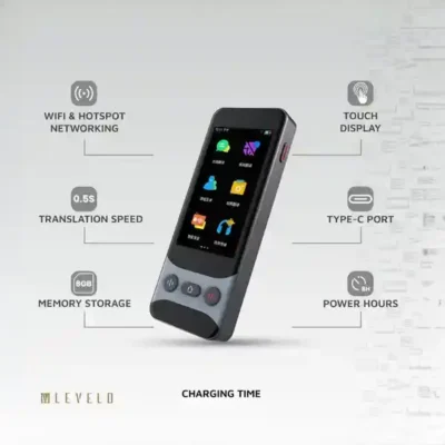 دستگاه مترجم صوتی همراه آنلاین لولو Levelo FluentLink Offline & Online Voice Translator LVLFLVTGY 7
