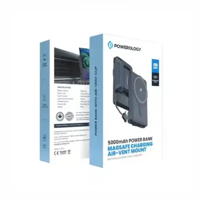 پاوربانک وایرلس و هولدر دریچه کولری پاورولوژی Powerology 5000mAh Air-Vnet Power Bank PPBCHA32 5