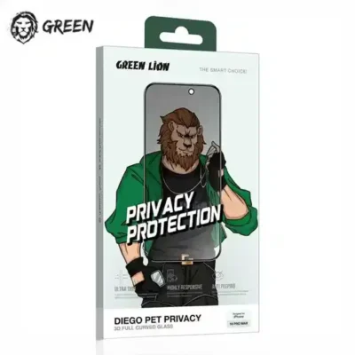 گلس حریم شخصی تمام صفحه گرین لاین آیفون Green Lion Diego Pet Privacy iPhone 15/16