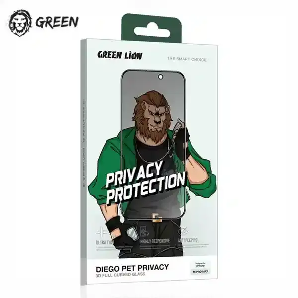 گلس حریم شخصی تمام صفحه گرین لاین آیفون Green Lion Diego Pet Privacy iPhone 15/16