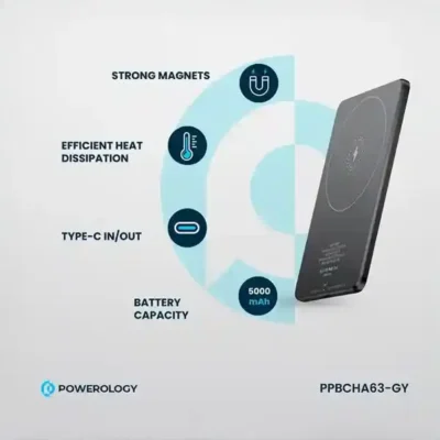 پاوربانک وایرلس 5000 پاورولوژی Powerology Ultra-Thin Magsafe Power Bank PPBCHA63 2